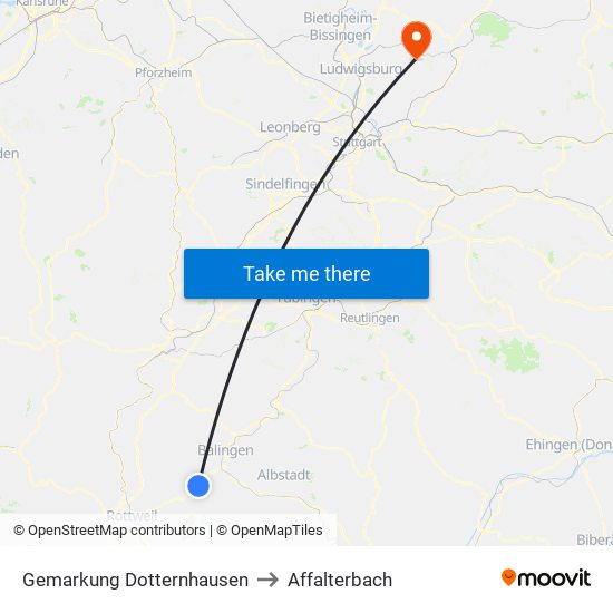 Gemarkung Dotternhausen to Affalterbach map