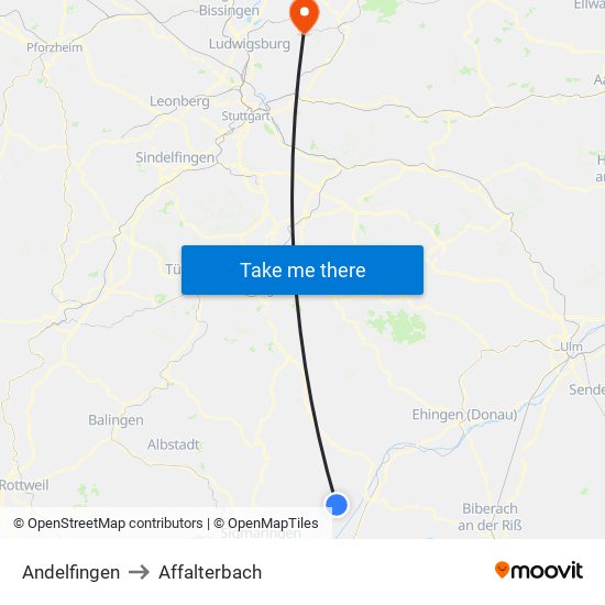 Andelfingen to Affalterbach map