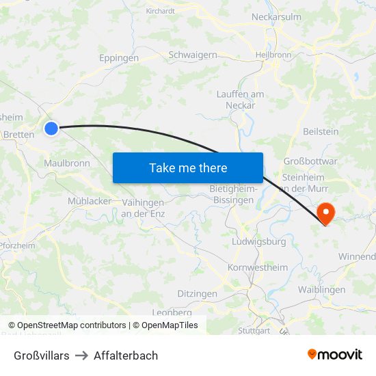 Großvillars to Affalterbach map
