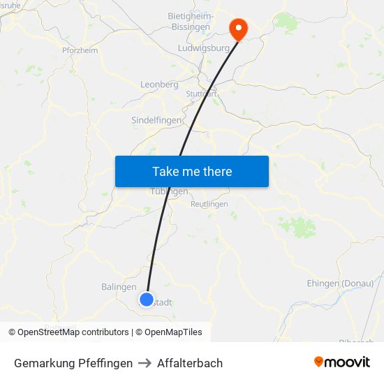 Gemarkung Pfeffingen to Affalterbach map