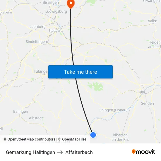 Gemarkung Hailtingen to Affalterbach map