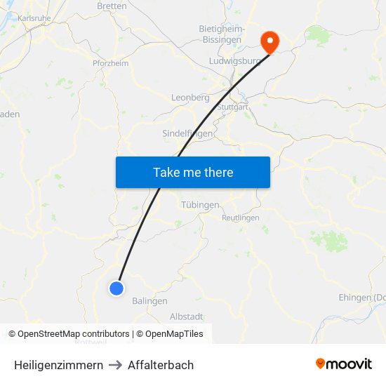 Heiligenzimmern to Affalterbach map