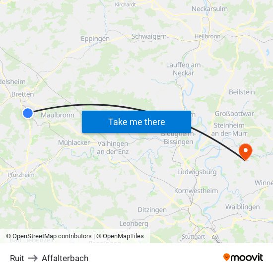 Ruit to Affalterbach map