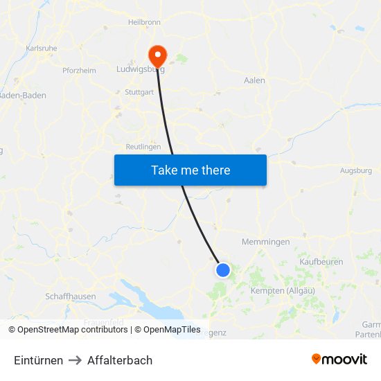 Eintürnen to Affalterbach map