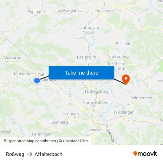 Roßwag to Affalterbach map