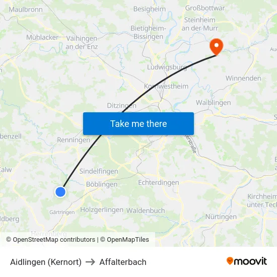 Aidlingen (Kernort) to Affalterbach map