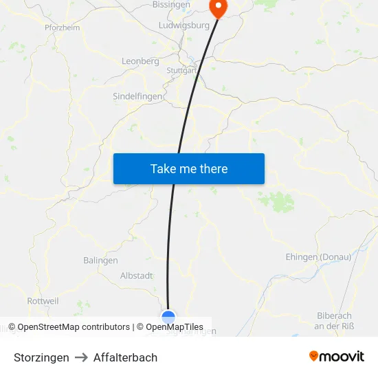 Storzingen to Affalterbach map