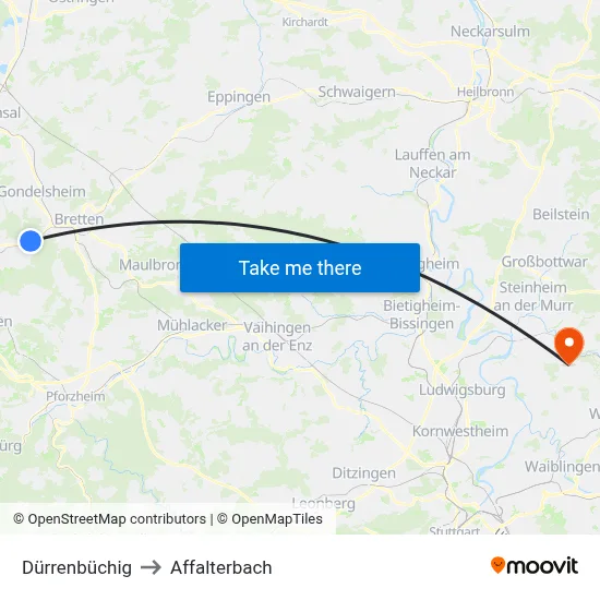 Dürrenbüchig to Affalterbach map