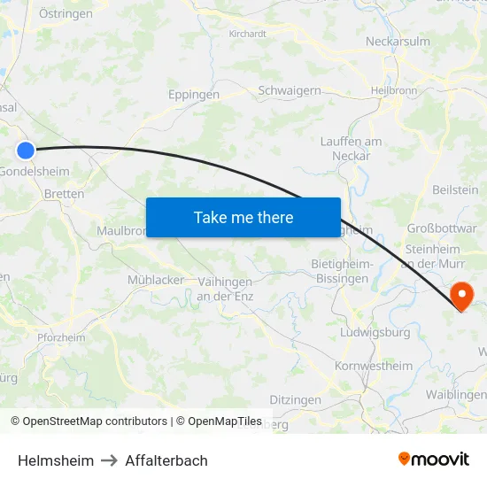 Helmsheim to Affalterbach map
