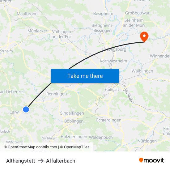 Althengstett to Affalterbach map