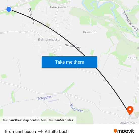 Erdmannhausen to Affalterbach map