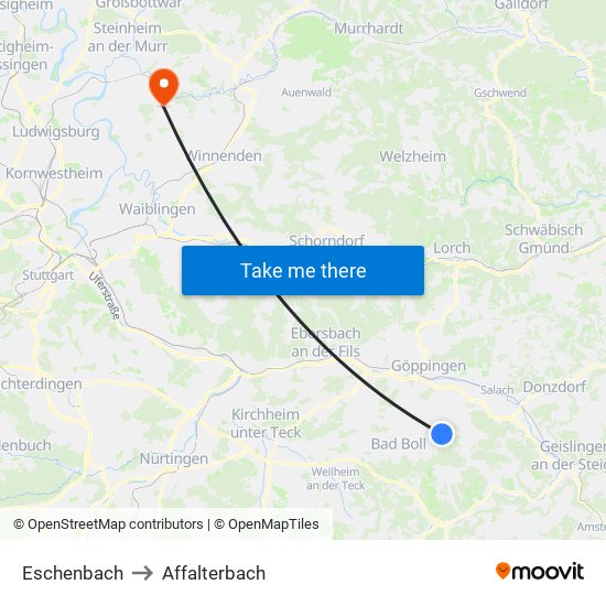 Eschenbach to Affalterbach map