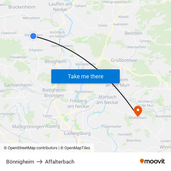 Bönnigheim to Affalterbach map