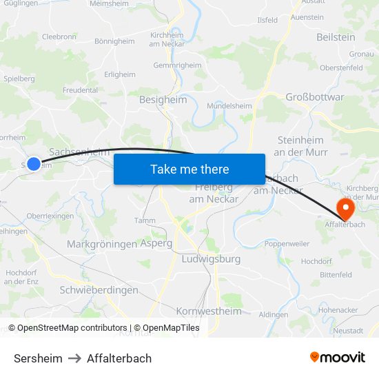 Sersheim to Affalterbach map