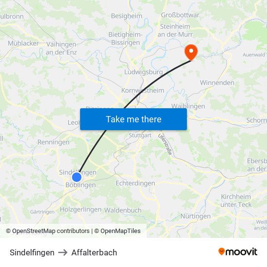 Sindelfingen to Affalterbach map