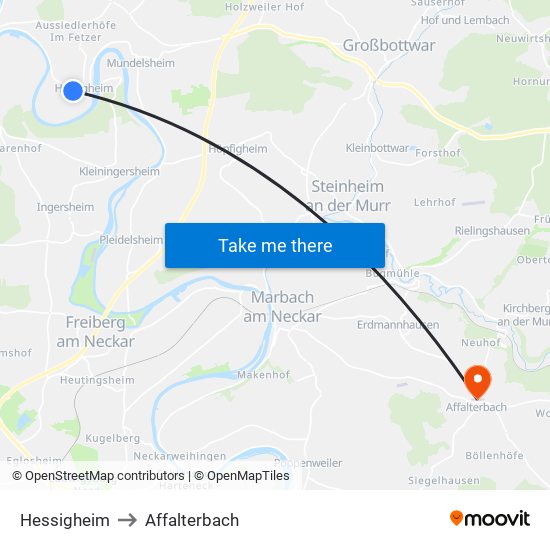Hessigheim to Affalterbach map