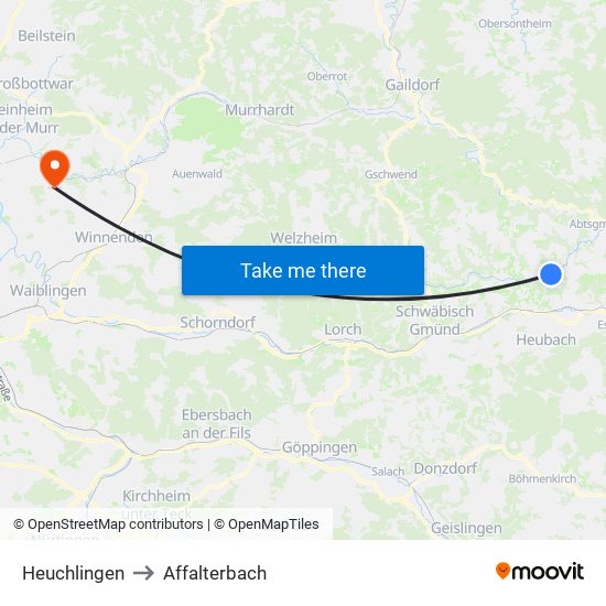Heuchlingen to Affalterbach map