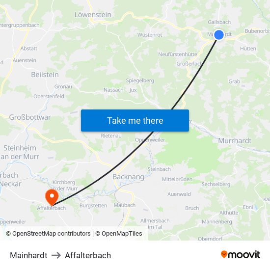 Mainhardt to Affalterbach map