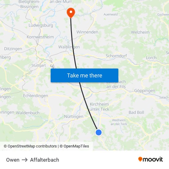 Owen to Affalterbach map