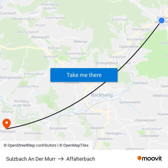Sulzbach An Der Murr to Affalterbach map