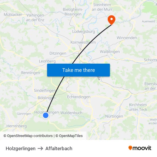 Holzgerlingen to Affalterbach map