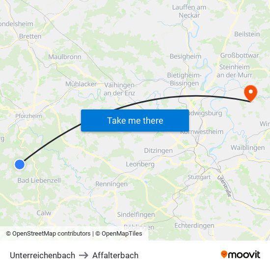 Unterreichenbach to Affalterbach map