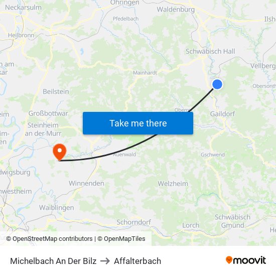 Michelbach An Der Bilz to Affalterbach map