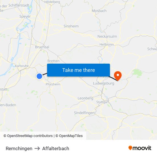 Remchingen to Affalterbach map