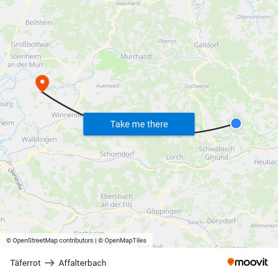 Täferrot to Affalterbach map