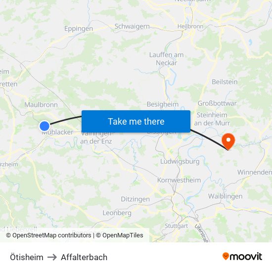Ötisheim to Affalterbach map