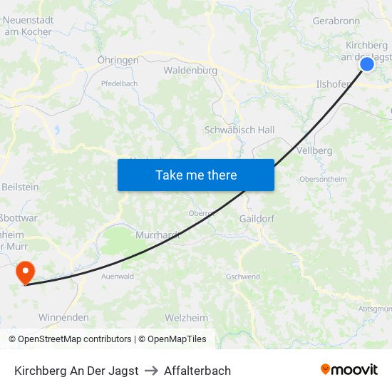 Kirchberg An Der Jagst to Affalterbach map