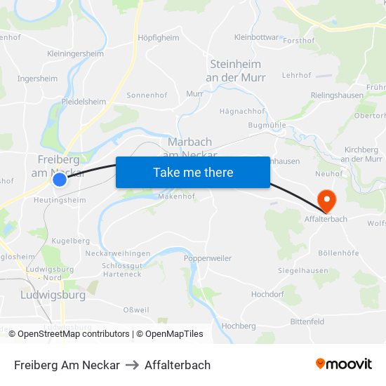 Freiberg Am Neckar to Affalterbach map