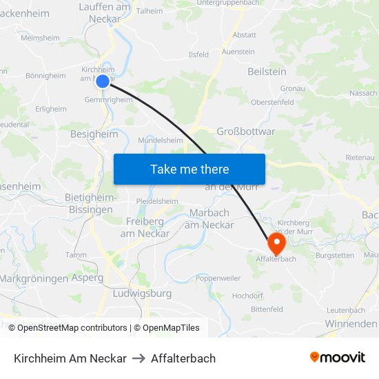 Kirchheim Am Neckar to Affalterbach map