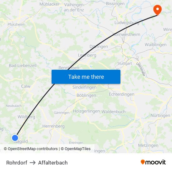 Rohrdorf to Affalterbach map