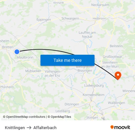 Knittlingen to Affalterbach map
