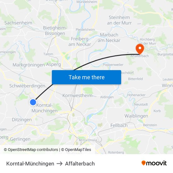 Korntal-Münchingen to Affalterbach map