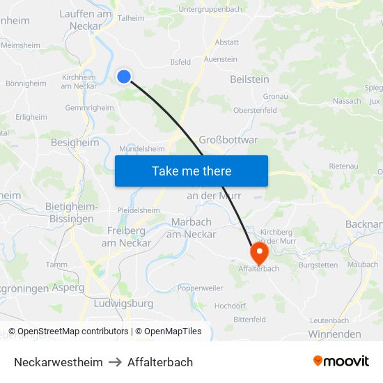 Neckarwestheim to Affalterbach map