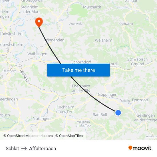 Schlat to Affalterbach map