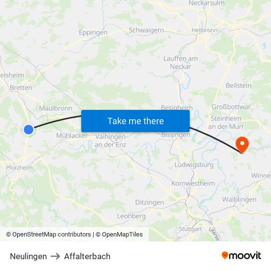 Neulingen to Affalterbach map