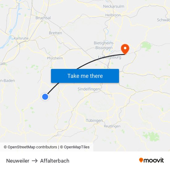 Neuweiler to Affalterbach map