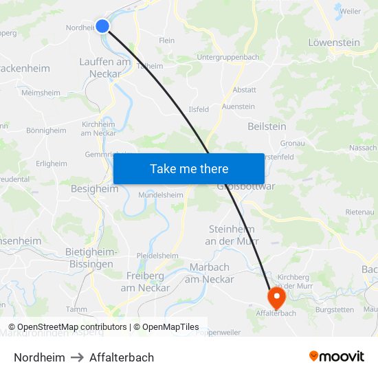 Nordheim to Affalterbach map
