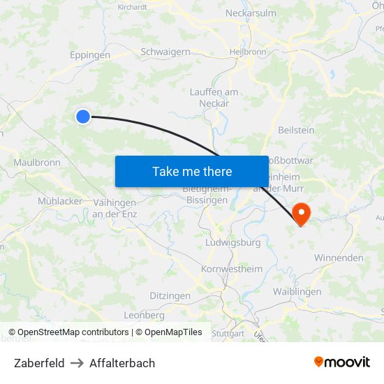 Zaberfeld to Affalterbach map