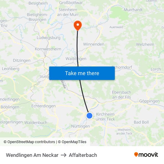 Wendlingen Am Neckar to Affalterbach map