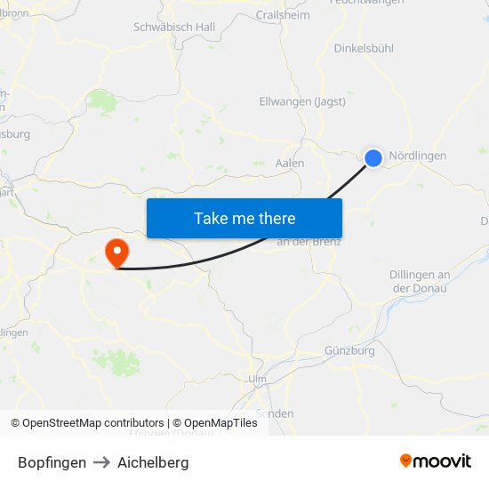 Bopfingen to Aichelberg map