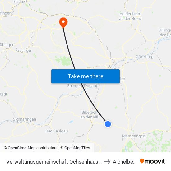 Verwaltungsgemeinschaft Ochsenhausen to Aichelberg map