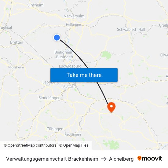Verwaltungsgemeinschaft Brackenheim to Aichelberg map