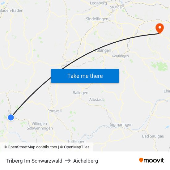 Triberg Im Schwarzwald to Aichelberg map