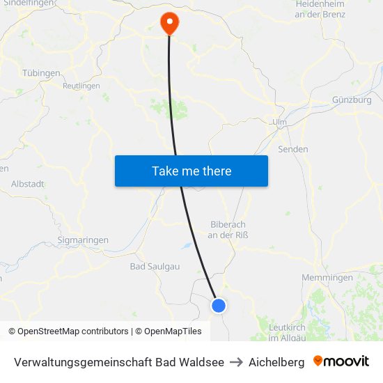 Verwaltungsgemeinschaft Bad Waldsee to Aichelberg map