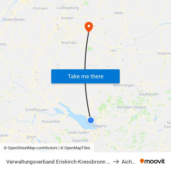 Verwaltungsverband Eriskirch-Kressbronn am Bodensee-Langenargen to Aichelberg map