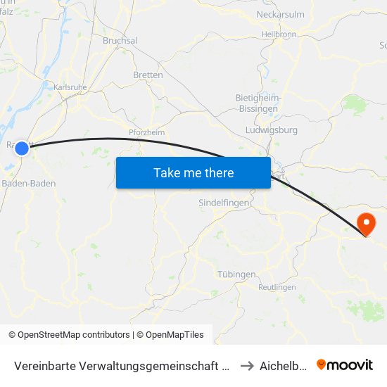 Vereinbarte Verwaltungsgemeinschaft Rastatt to Aichelberg map